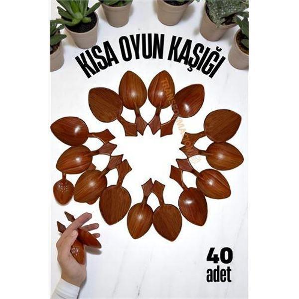  Kısa Oyun Kaşığı Halk Oyunu Kaşığı - Kına Kaşığı Kısa Saplı Zeybek Oyun Kaşığı 40 ADET - Image 1