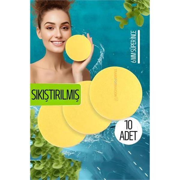  Sıkıştırılmış Makyaj Temizlik Pedi Cilt Temizlik Süngeri Doğal Selülöz 10 ADET - Image 1