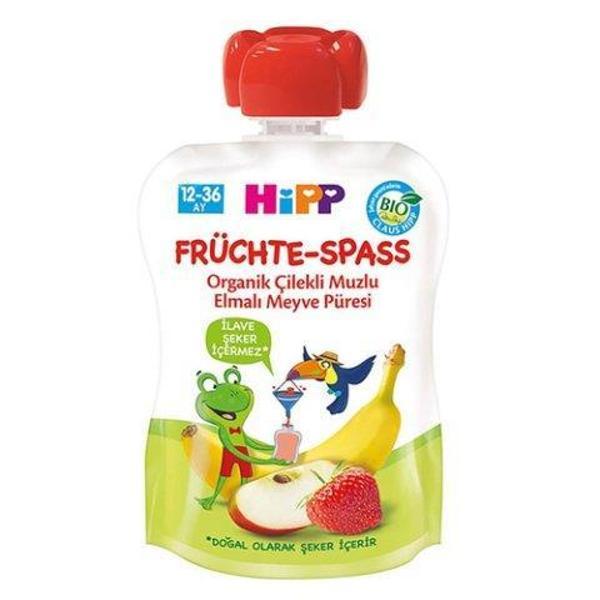 Hipp Organik Çilekli Muzlu Elmalı Meyve Püresi 100 Gr - Image 1