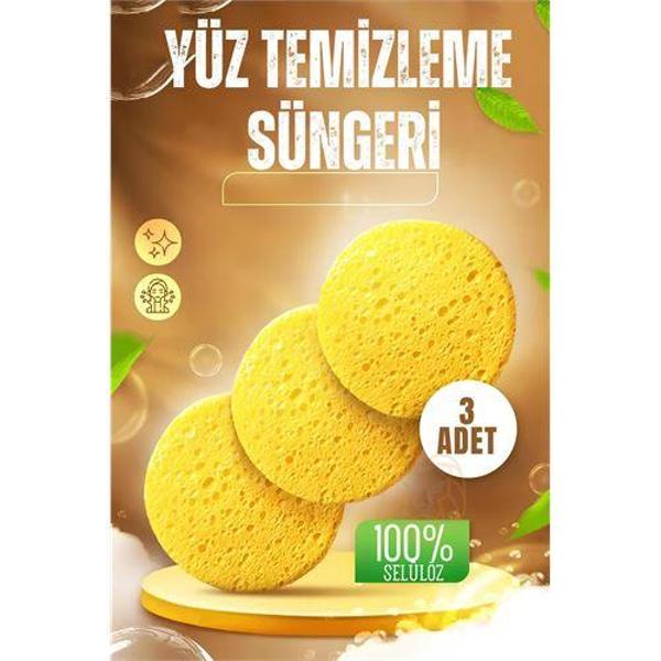   Makyaj Temizlik Pedi Cilt Temizlik Süngeri Doğal Selülöz 3 ADET - Image 1