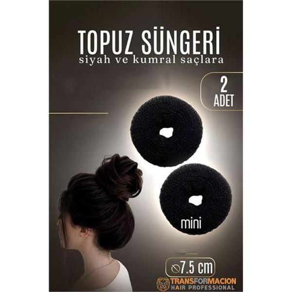 Modacar SİYAH Mini Saç Topuz Süngeri  2 ADET 7.5 CM Çap 3 cm Kalınlık - Image 1