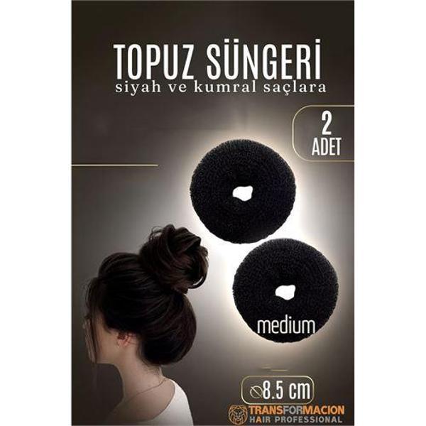 Modacar SİYAH Mini Saç Topuz Süngeri  2 ADET 8.5 CM Çap 3.5 cm Kalınlık - Image 1