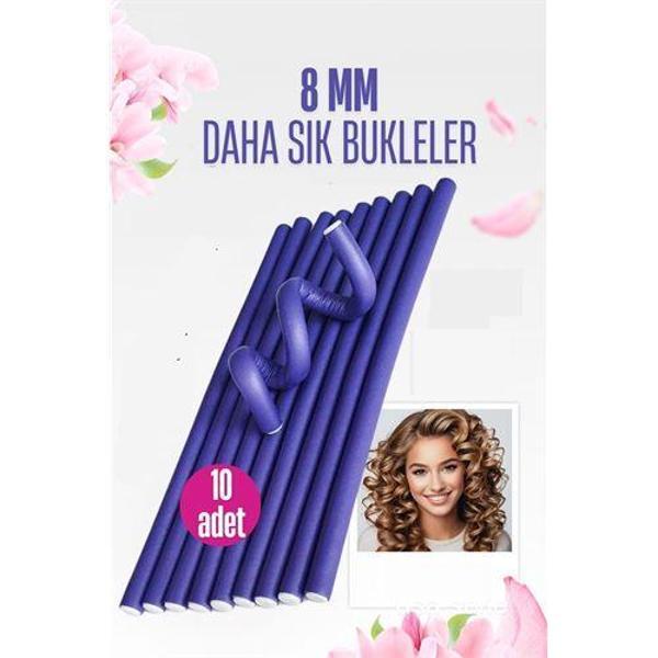 Modacar Sosis Latex Bigudi - Isısız Saç Bigudisi - 10 Adet 8 mm - Image 1