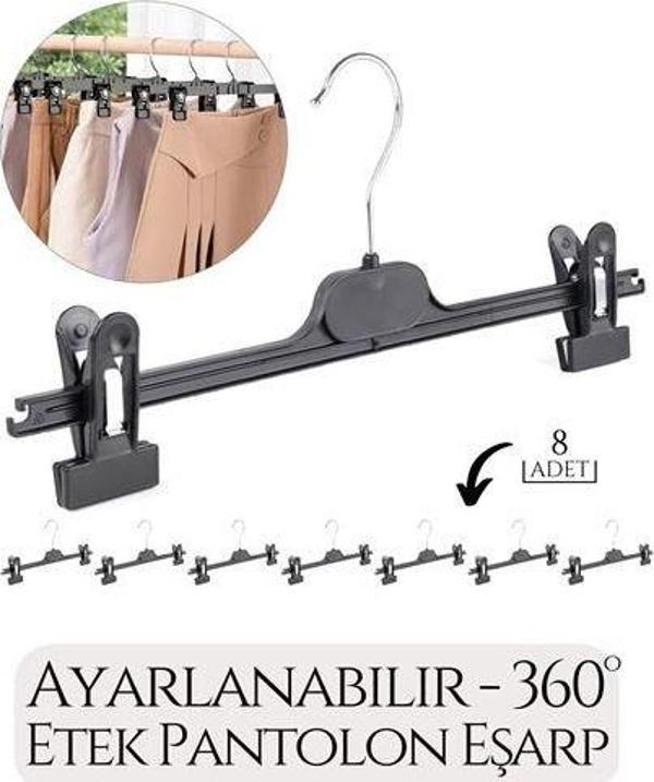  Etek Pantolon Eşarp Kıskaçlı Askı 8 li SET - Image 1