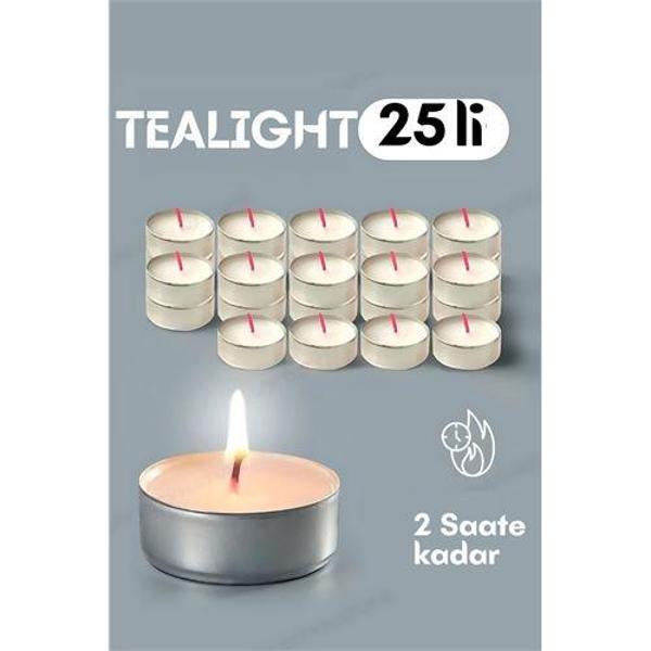 Modacar Tealight Mum 25 Adet - Kokusuz Dekoratif Mum - Image 1