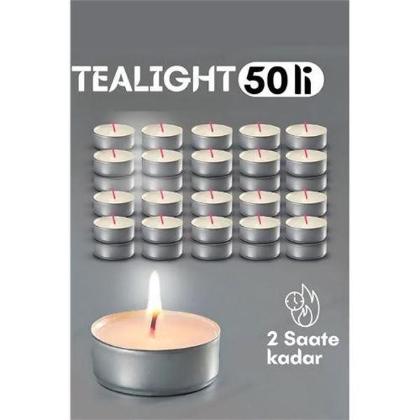 Modacar Tealight Mum 50 Adet - Kokusuz Dekoratif Mum - Image 1