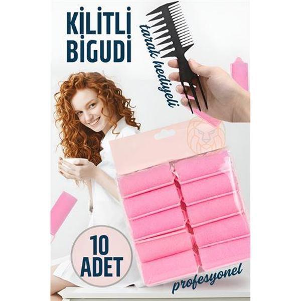  Süngerli Kilitli Bigudi Tarak Seti 10 Adet - Image 1