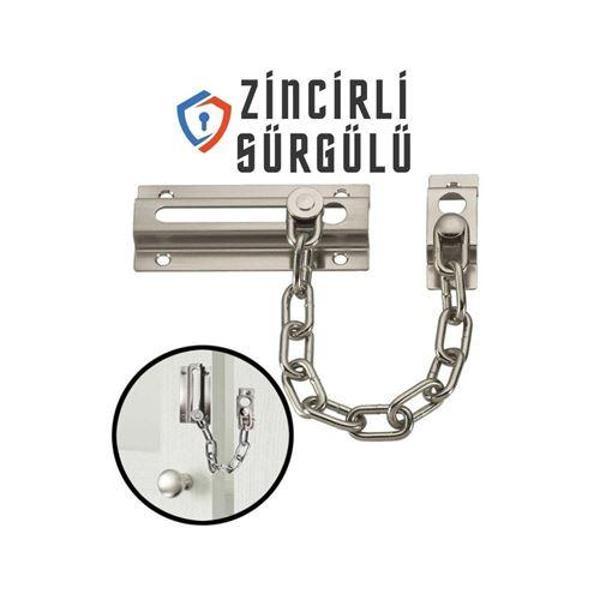  Sürgülü Kapı Emniyet Kilidi Saten - Image 1