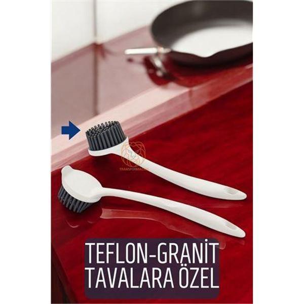  Teflon ve Granit Tava Tencere Fırçası Silikon Teflon Fırçası - Image 1