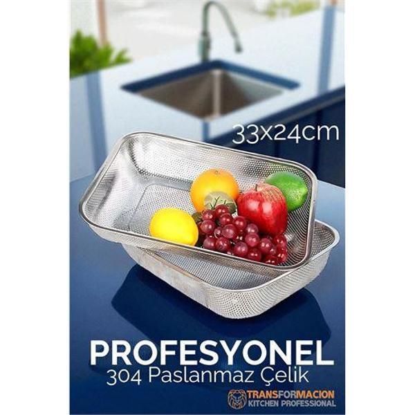 Modacar Büyük 33X24 CM Kevgir - Profesyonel Süzgeç 304 Paslanmaz Çelik - Image 1