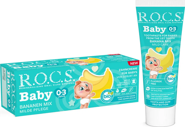 R.O.C.S.Bebek Diş Macunu Muz Püresi Tadında 0-3 Yaş 45 Gr - Image 1