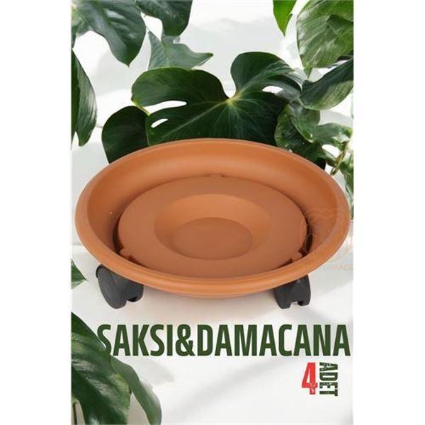  Tekerlekli Saksı Altığı 4 ADET 37 CM KAHVE - Image 1
