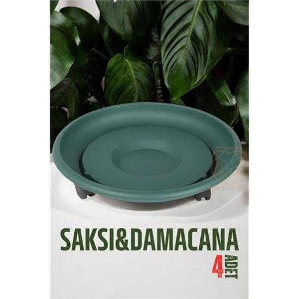  Tekerlekli Saksı Altığı 4 ADET 37 CM YEŞİL - Image 1
