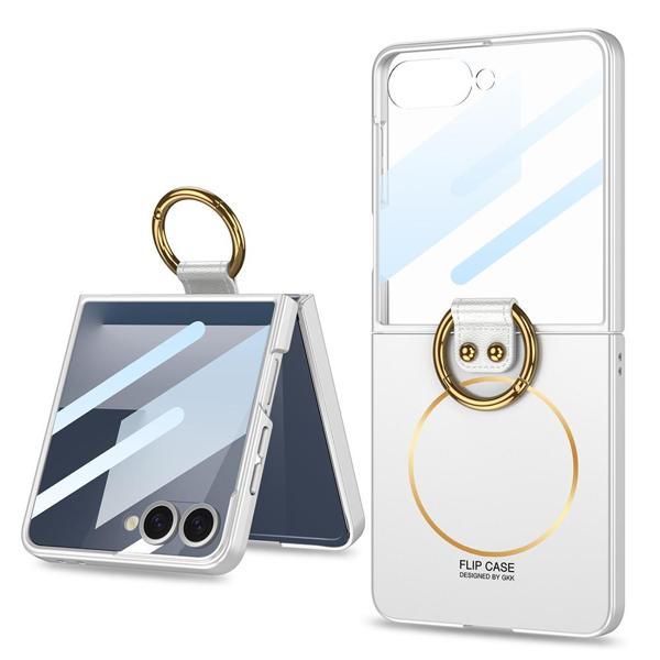 Galaxy Z Flip 7 Kılıf M-safe Şarj Özellikli Kıpta Yüzüklü Flip Sert Kılıf Gümüş - Image 1