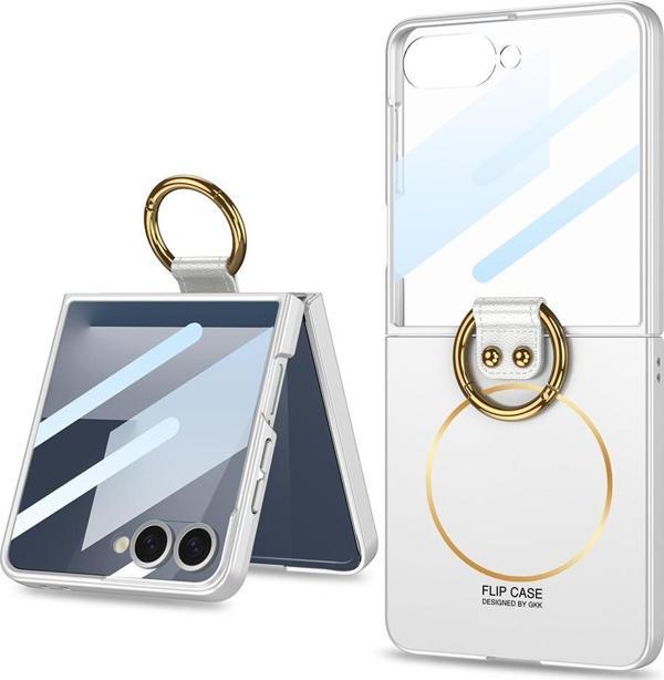 Galaxy Z Flip 7 Kılıf M-safe Şarj Özellikli Kıpta Yüzüklü Flip Sert Kılıf Gümüş - Image 1