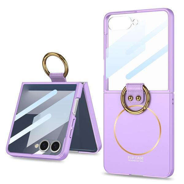 Galaxy Z Flip 7 Kılıf M-safe Şarj Özellikli Kıpta Yüzüklü Flip Sert Kılıf Lila - Image 1