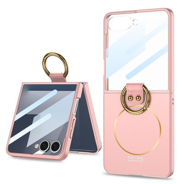 Galaxy Z Flip 7 Kılıf M-safe Şarj Özellikli Kıpta Yüzüklü Flip Sert Kılıf Pembe - Image 1