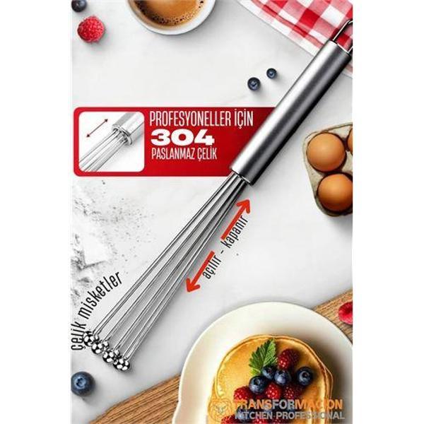Modacar Çelik Misketli Yaylı Açılır Kapanır Çırpıcı 304 Paslanmaz Çelik Çırpıcı Çırpma Teli - Image 1