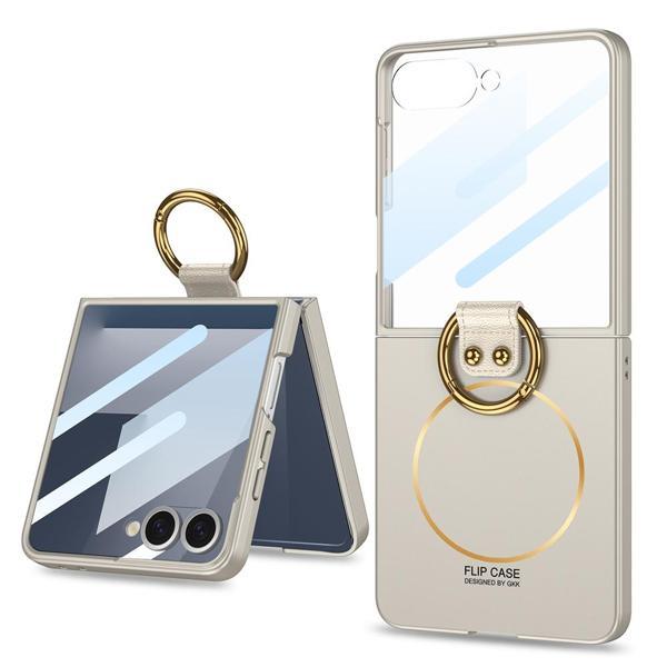 Galaxy Z Flip 7 Kılıf M-safe Şarj Özellikli Kıpta Yüzüklü Flip Sert Kılıf Titanyum-Gri - Image 1