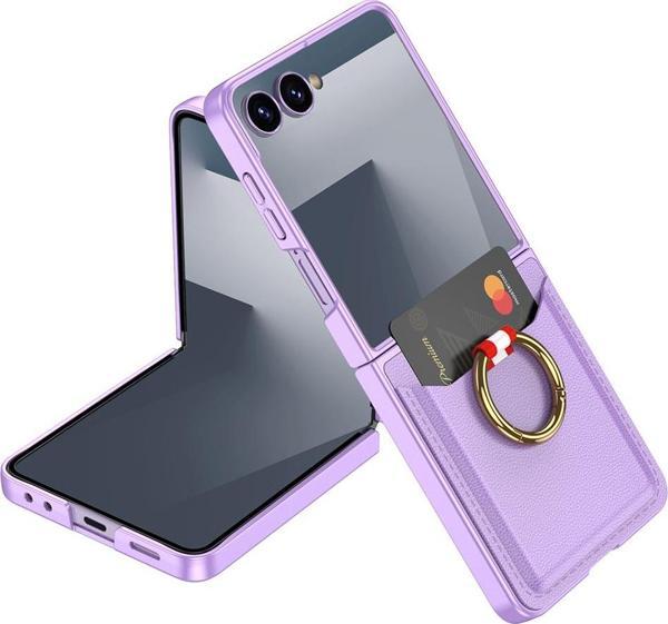 Galaxy Z Flip 7 Kıpta Yüzüklü Kartlıklı Kılıf Mor - Image 1