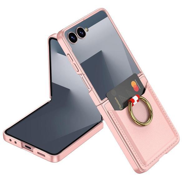 Galaxy Z Flip 7 Kıpta Yüzüklü Kartlıklı Kılıf Pembe - Image 1