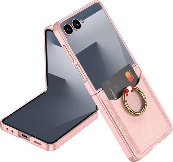 Galaxy Z Flip 7 Kıpta Yüzüklü Kartlıklı Kılıf Pembe - Image 1