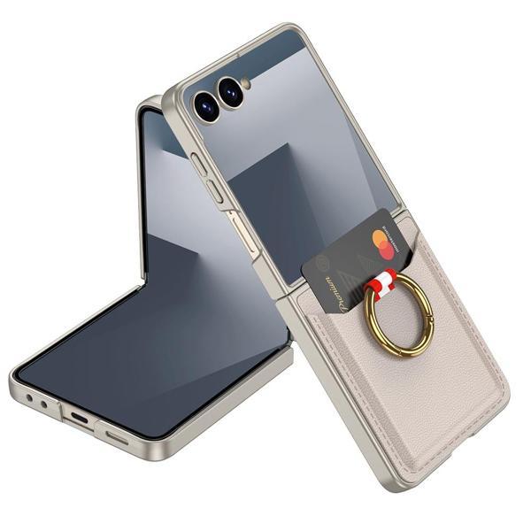 Galaxy Z Flip 7 Kıpta Yüzüklü Kartlıklı Kılıf Titanyum - Image 1
