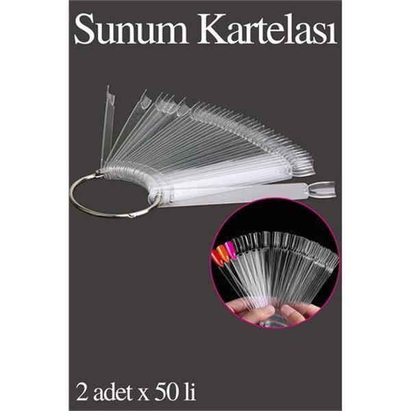  Protez Tırnak Sunum Kartelası ŞEFFAF 100 LÜ - Image 1