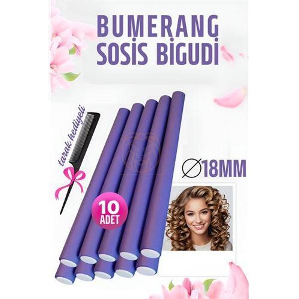  Bumerang Sosis Bigudi Tarak Seti 18 mm Kalınlık 10 Adet - Image 1