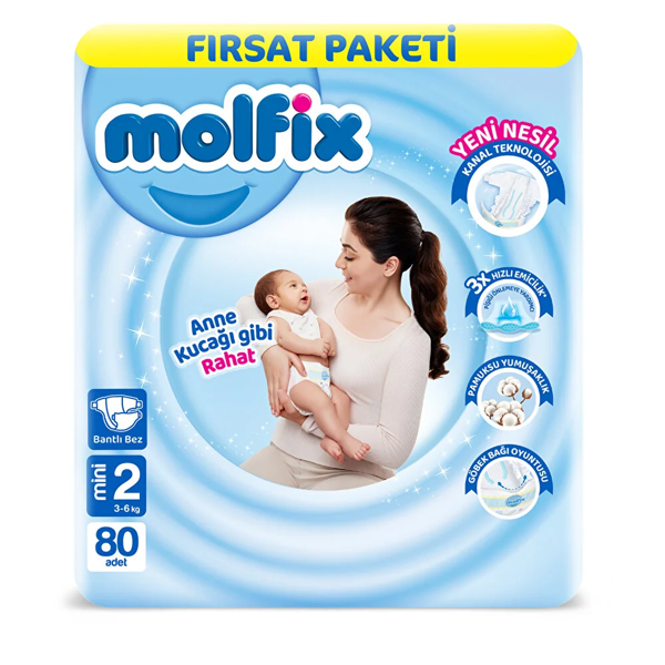 Molfix Bebek Bezi Fırsat Paketi 2 Beden 3-6 Kg 80 Adet - Image 1