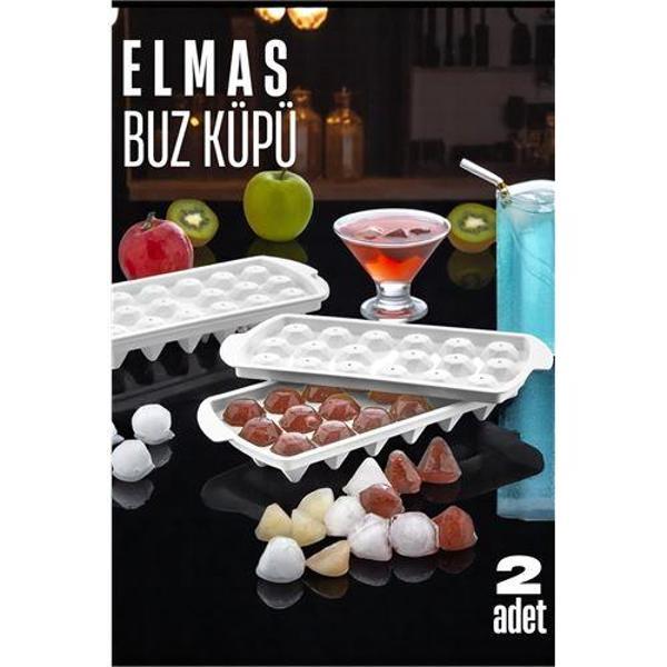  Buz Kalıbı ELMAS İçecek Buz Kalıbı - Mutfak Buz Kalıbı Kolay Çıkarılır Buz Kalıbı 2 ADET - Image 1
