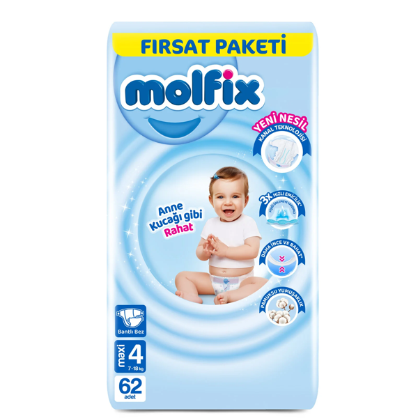 Molfix Bebek Bezi Fırsat Paketi 4 Beden 7-14 Kg 62 Adet - Image 1