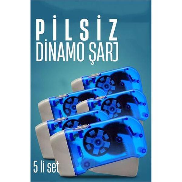  5 li Kendinden Dinamo Şarjlı Pilsiz Acil Durum El Feneri Manuel Şarjlı El Feneri - Image 1