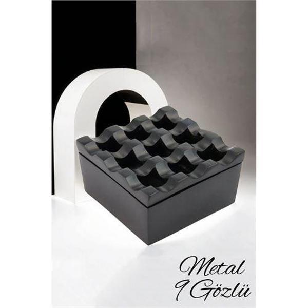  Rexite Siyah Metal 9 Gözlü Kül Tablası - Image 1