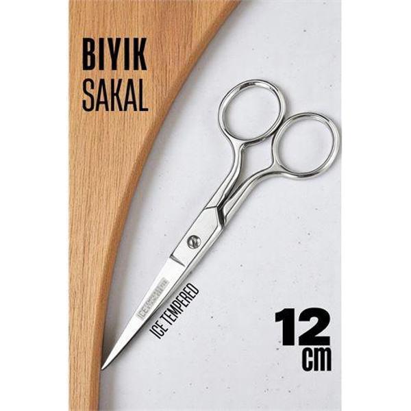  Ice Tempered 702 Bıyık Makası - Bıyık Sakal Düzeltme Makası Kuaför Makası 12 cm - Image 1