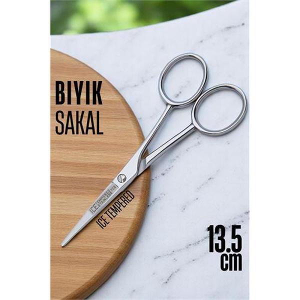  Ice Tempered Kobalt Çelik 702 Bıyık Makası - Bıyık Sakal Düzeltme Makası Kuaför Makası 13.5 cm - Image 1