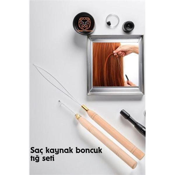  Saç Boncuk Uzatma Keratin Tığı Misina Seti - Image 1