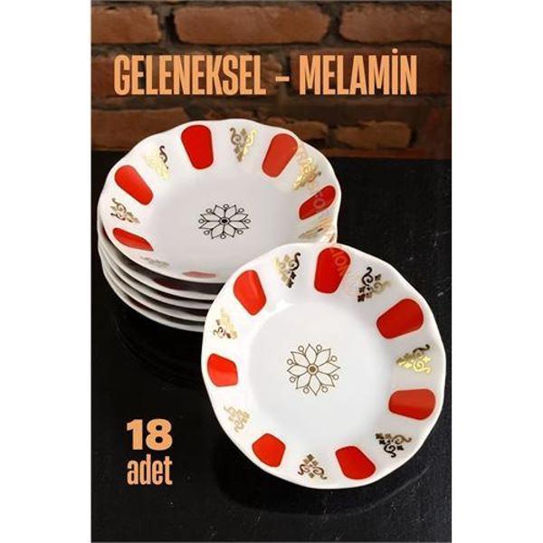  Melamin Çay Tabağı 18 Adet Geleneksel Türk Çay Bardağı Altlığı - Image 1