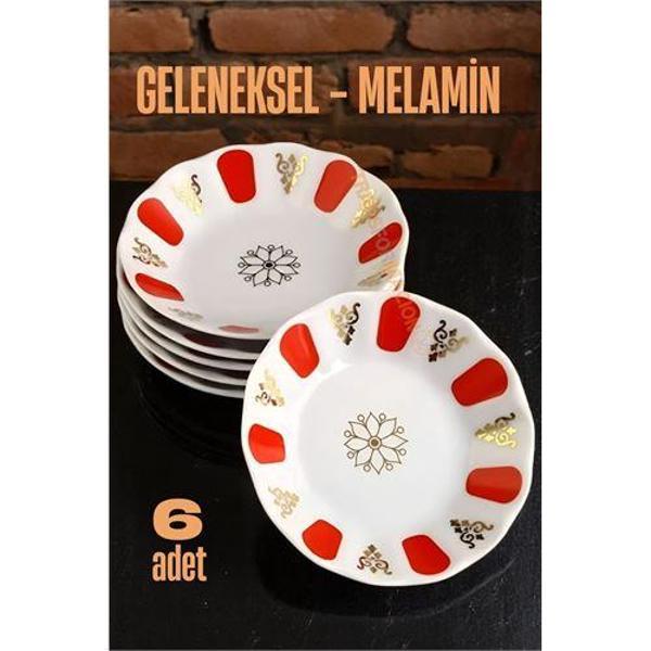  Melamin Çay Tabağı 6 Adet Geleneksel Türk Çay Bardağı Altlığı - Image 1