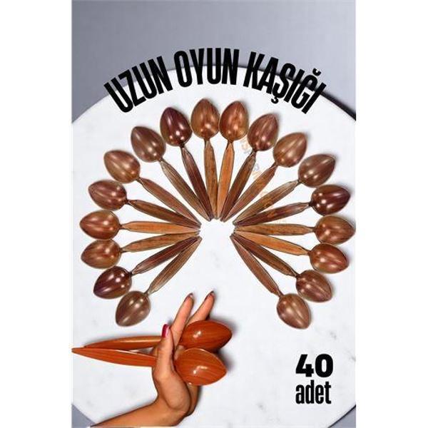  Uzun Oyun Kaşığı Halk Oyunu Kaşığı - Kına Kaşığı Uzun Saplı Zeybek Oyun Kaşığı 40 ADET - Image 1