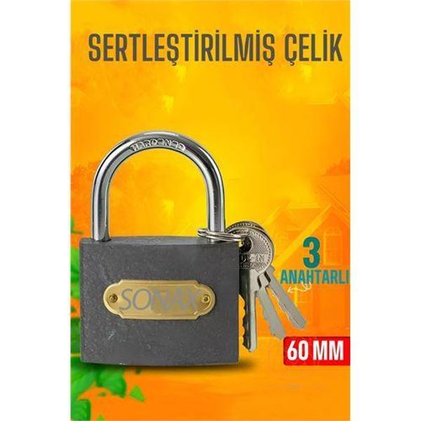  Çelik Asma Kilit 60 MM 3 anahtarlı Sonax Design - Image 1