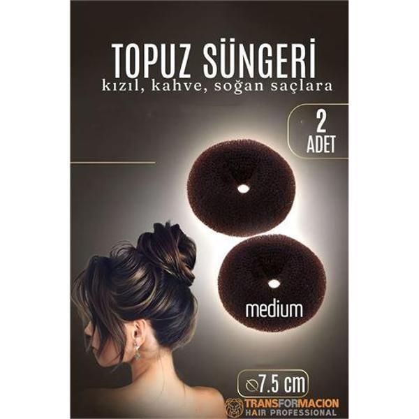 Modacar KAHVE Mini Saç Topuz Süngeri  2 ADET 7.5 CM Çap 3 cm Kalınlık - Image 1