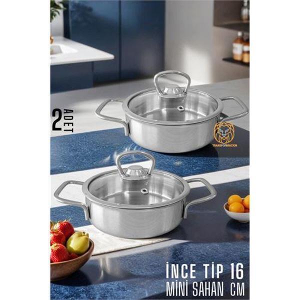  Mini Kapaklı Sahan Tencere 2 ADET Çelik 16 cm - Image 1