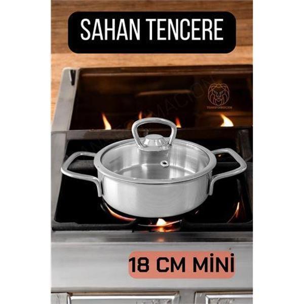  Kapaklı Sahan Tencere 18 cm Mini Paslanmaz Çelik - Image 1