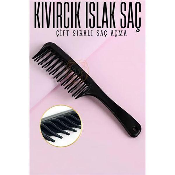  Çift Sıralı Saç Açma Tarağı Uzun Kıvırcık Islak Saç Tarağı - Image 1
