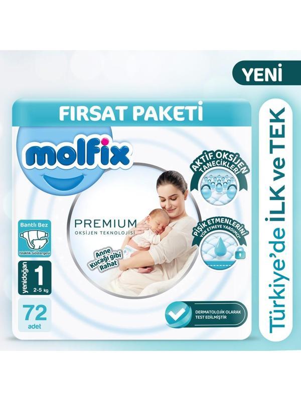 Molfix Premium Bebek Bezi Fırsat Paketi 1 Beden 2-5 Kg 72 Adet - Image 1