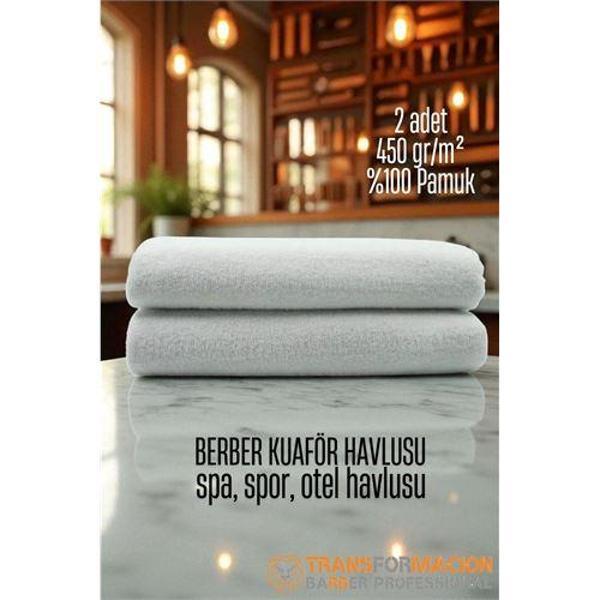 Modacar Kuaför Berber Havlusu 2 ADET Pamuk Berber Havlusu 50x90 Beyaz - Image 1