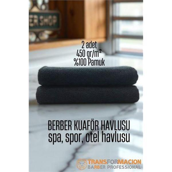 Modacar Kuaför Berber Havlusu 2 ADET Pamuk Berber Havlusu 50x90 Siyah - Image 1