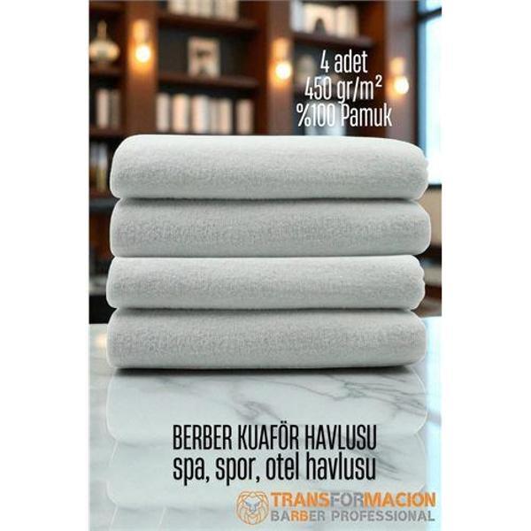 Modacar Kuaför Berber Havlusu 4 ADET Pamuk Berber Havlusu 50x90 Beyaz - Image 1