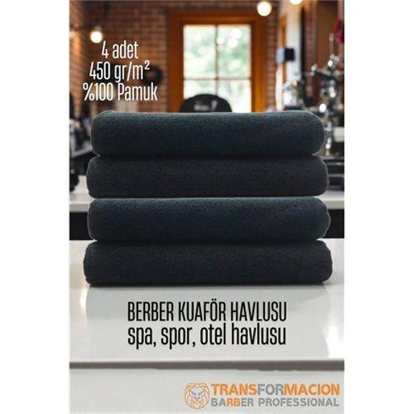 Modacar Kuaför Berber Havlusu 4 ADET Pamuk Berber Havlusu 50x90 Siyah - Image 1